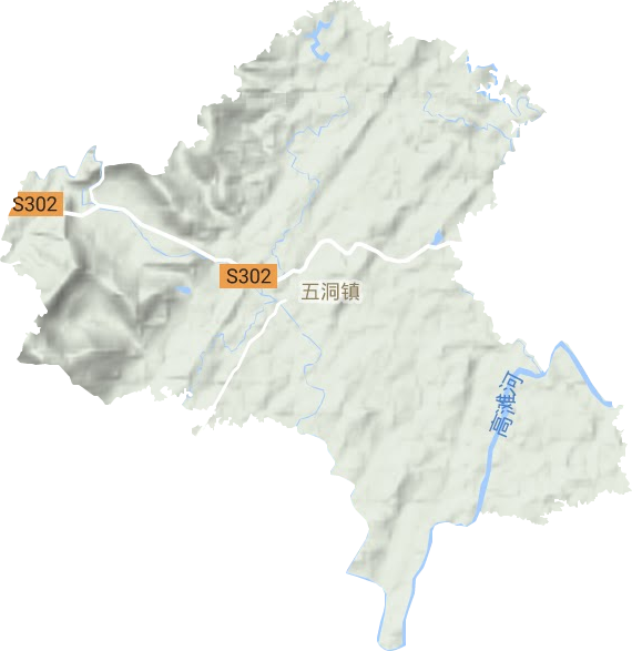 五洞镇地形地图