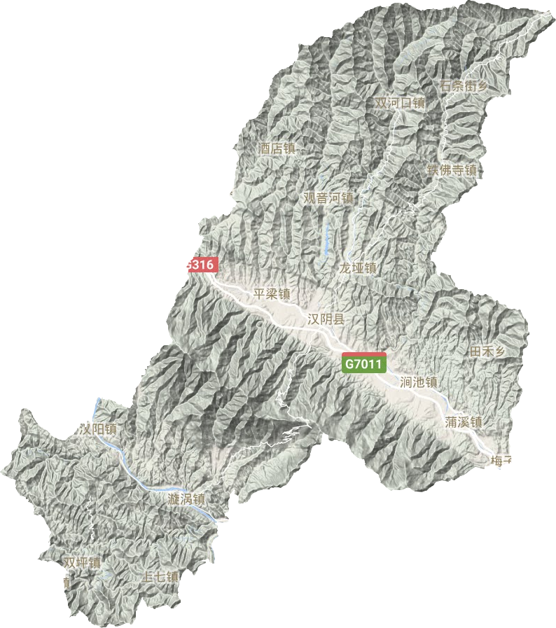 汉阴县地形地图