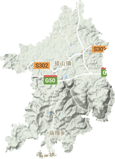 拔山镇地形地图