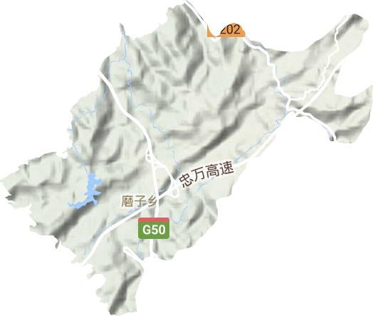 磨子土家族乡地形地图