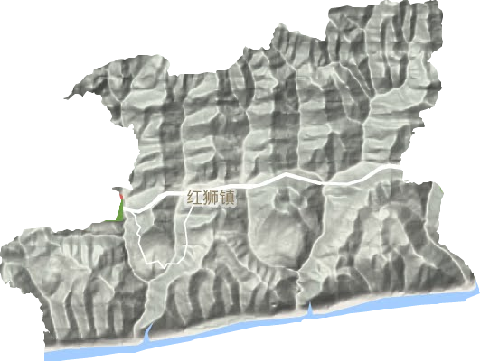 红狮镇地形地图