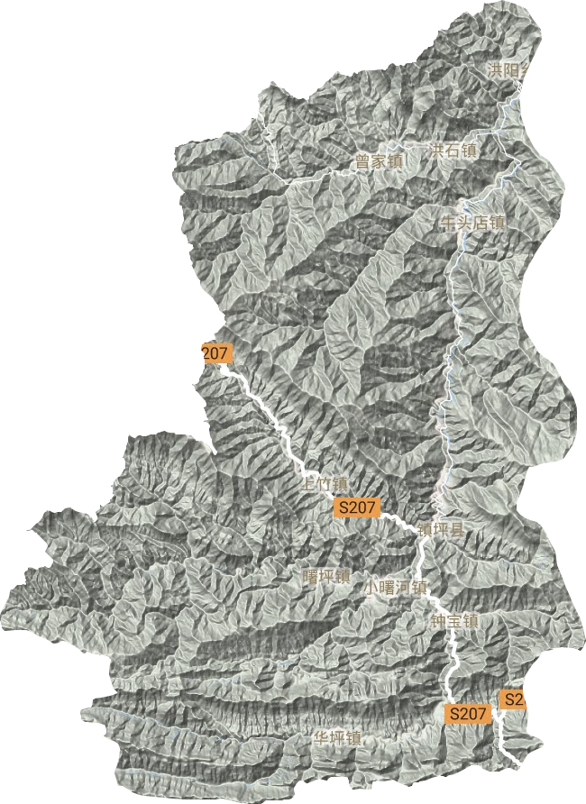镇坪县地形地图