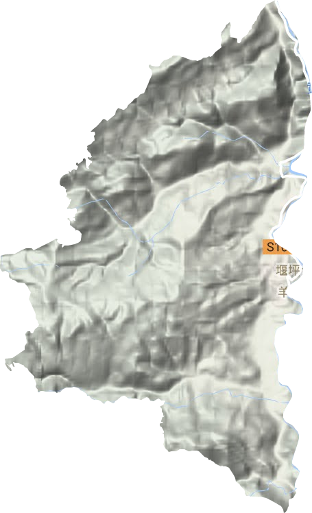 堰坪镇地形地图