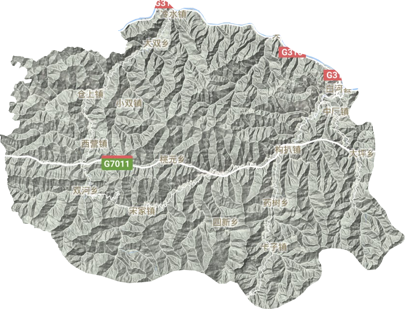 白河县地形地图