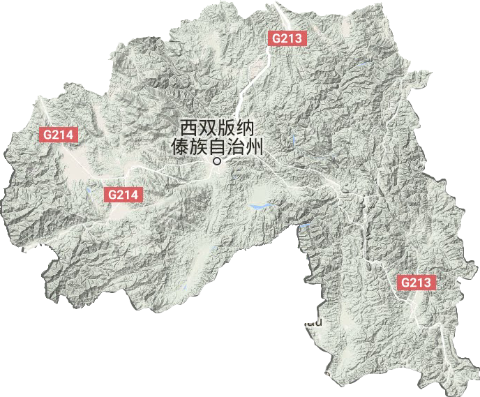 西双版纳州地形地图