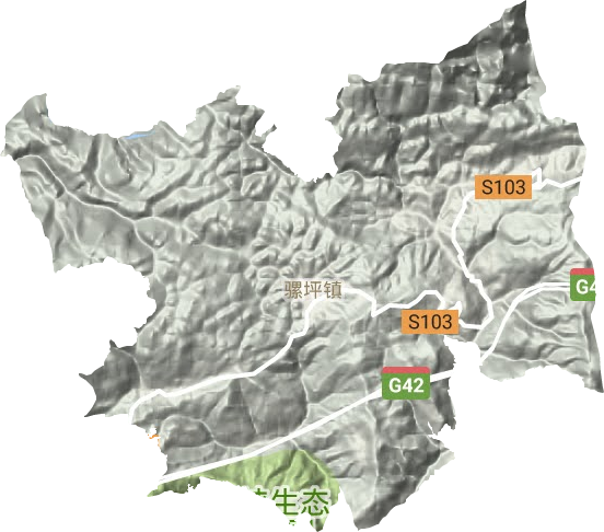 骡坪镇地形地图