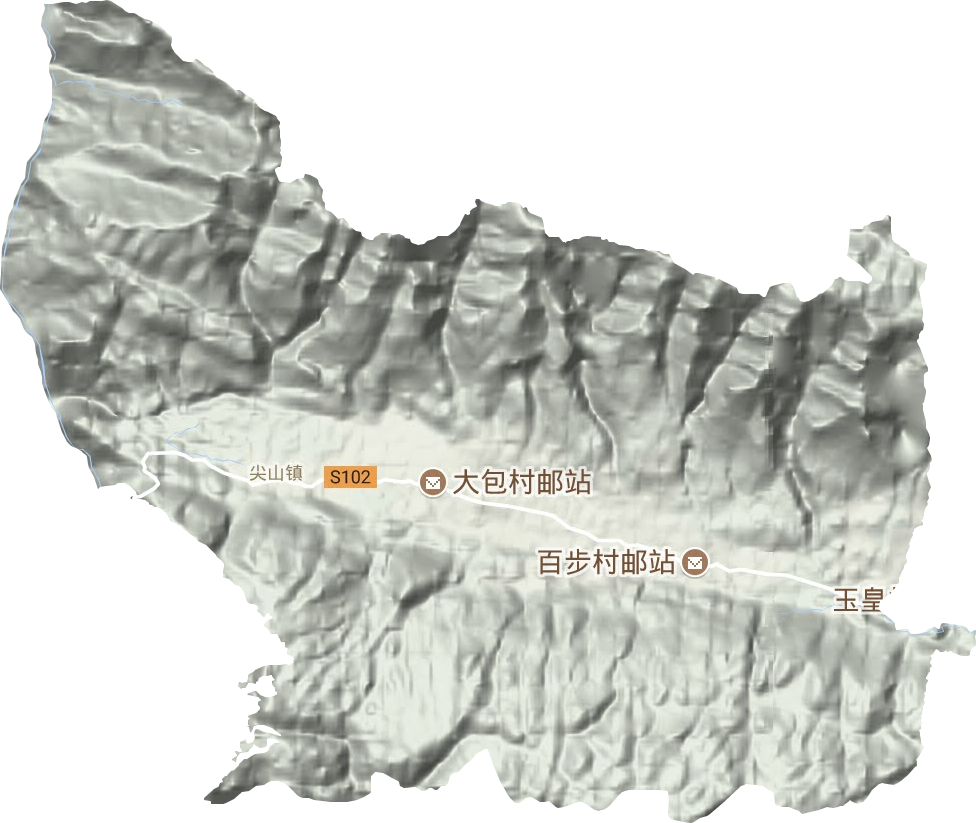 尖山镇地形地图
