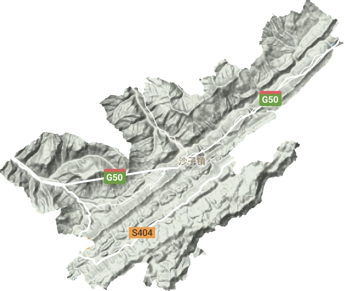 沙子镇地形地图