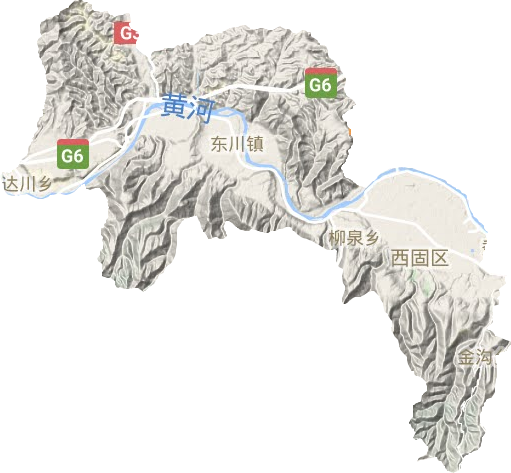 西固区地形地图