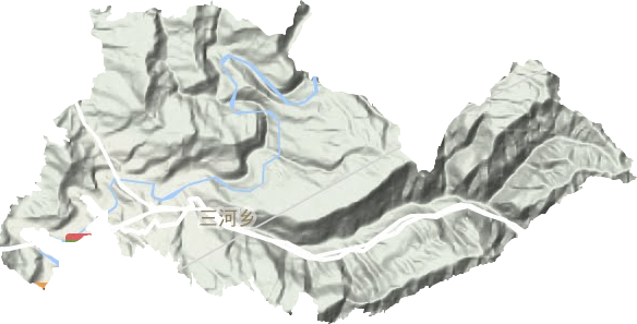 三河镇地形地图
