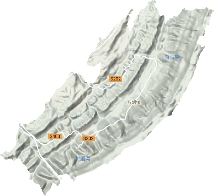 万朝镇地形地图