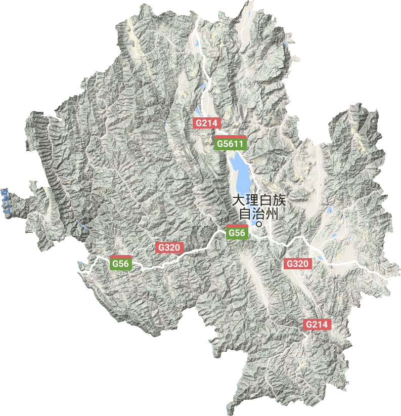 大理州地形地图