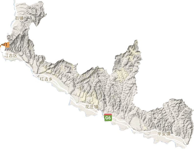 红古区地形地图