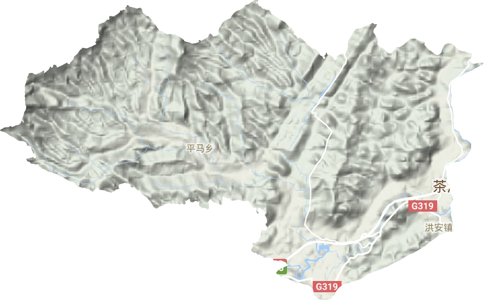 洪安镇地形地图