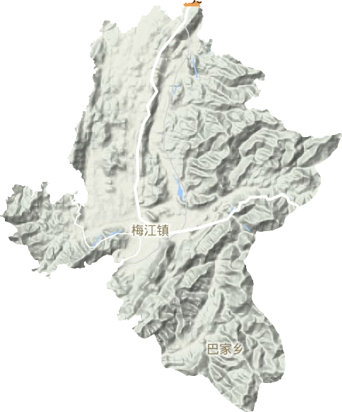 梅江镇地形地图