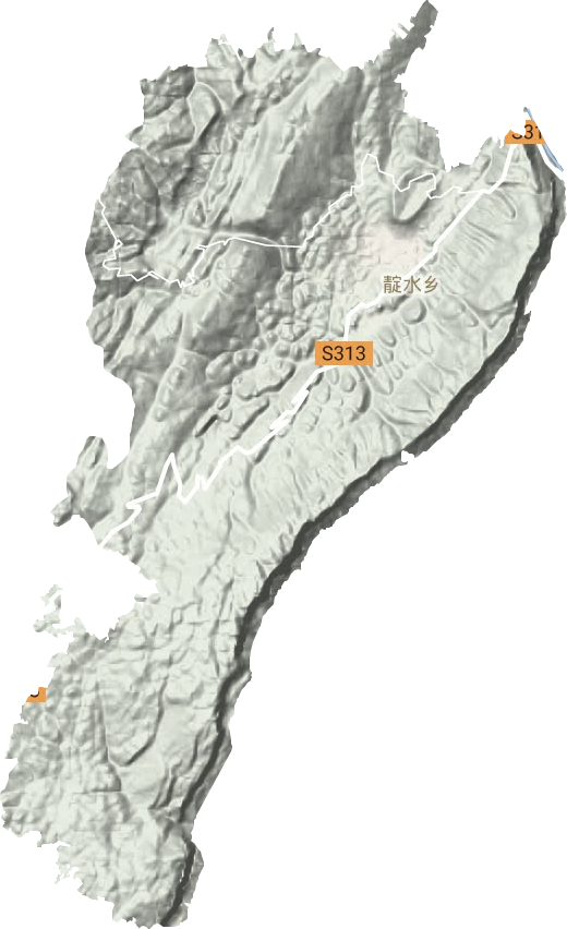 靛水街道地形地图