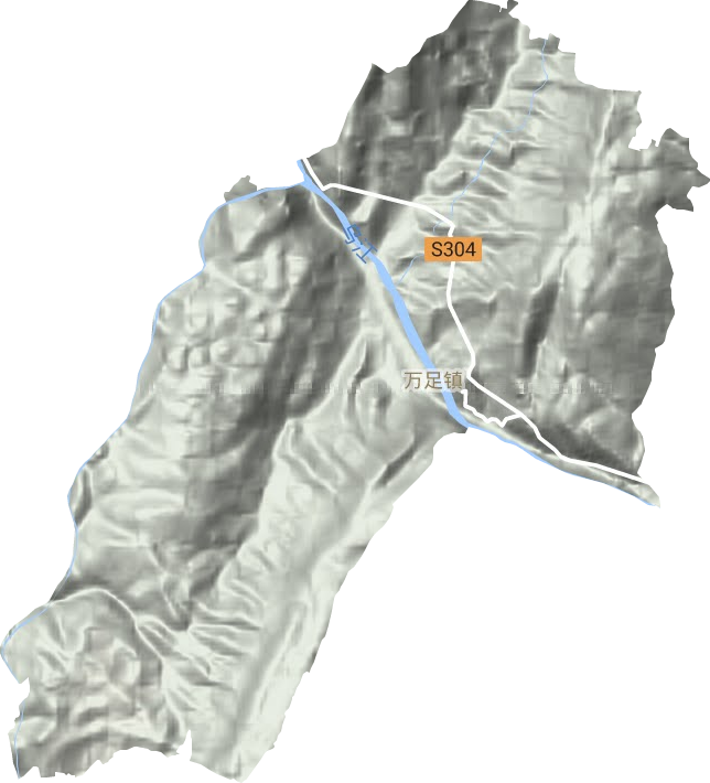 万足镇地形地图