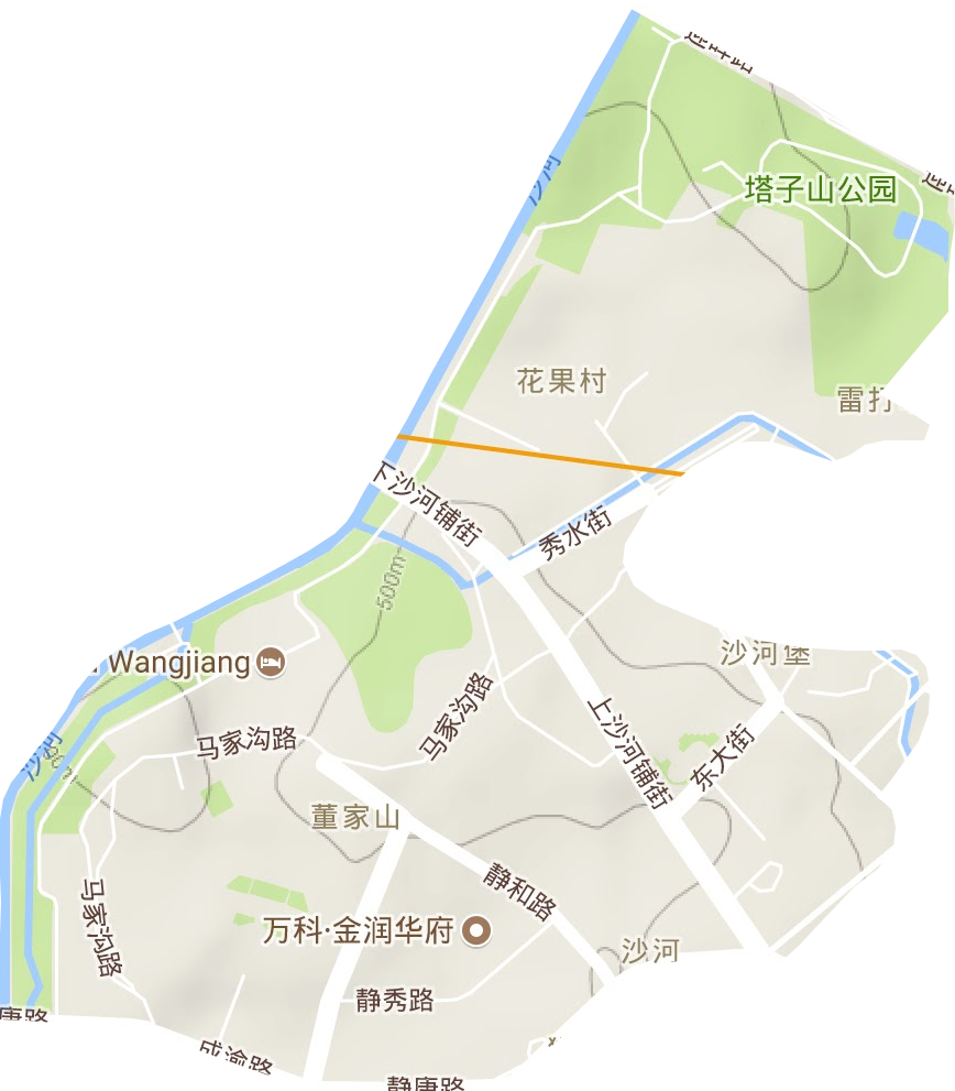沙河街道地形地图