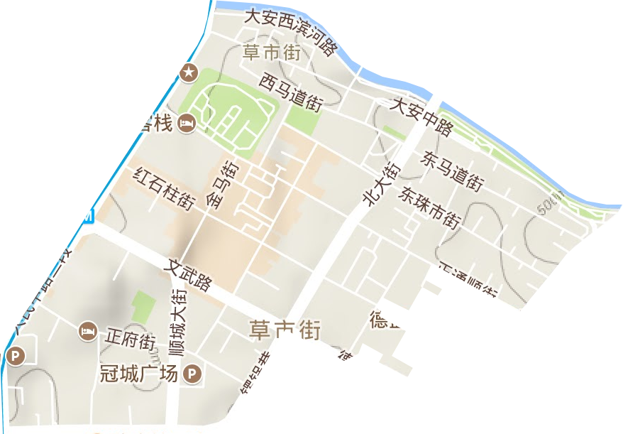 草市街街道地形地图