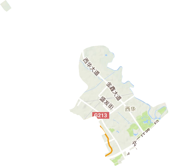 西华街道地形地图