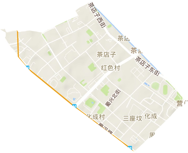 茶店子街道地形地图