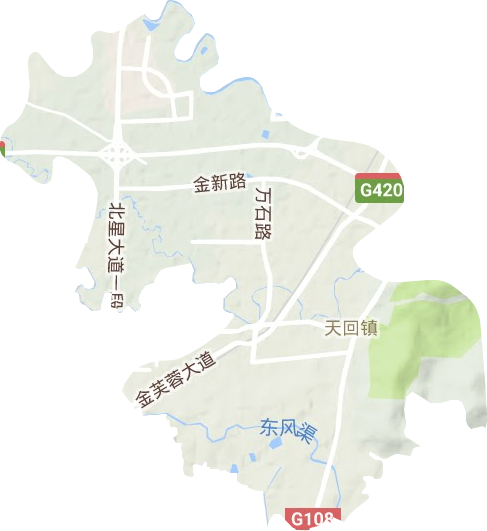 天回镇街道地形地图