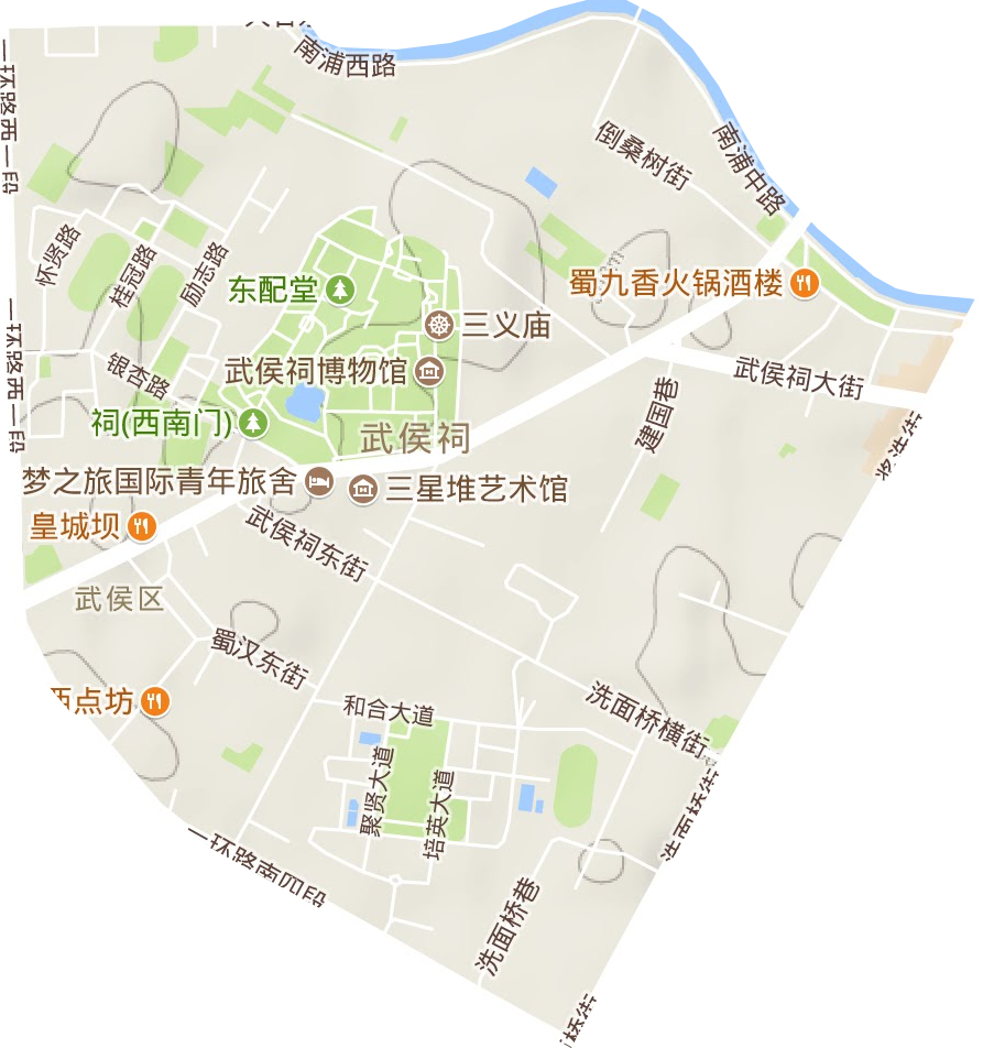 浆洗街街道地形地图