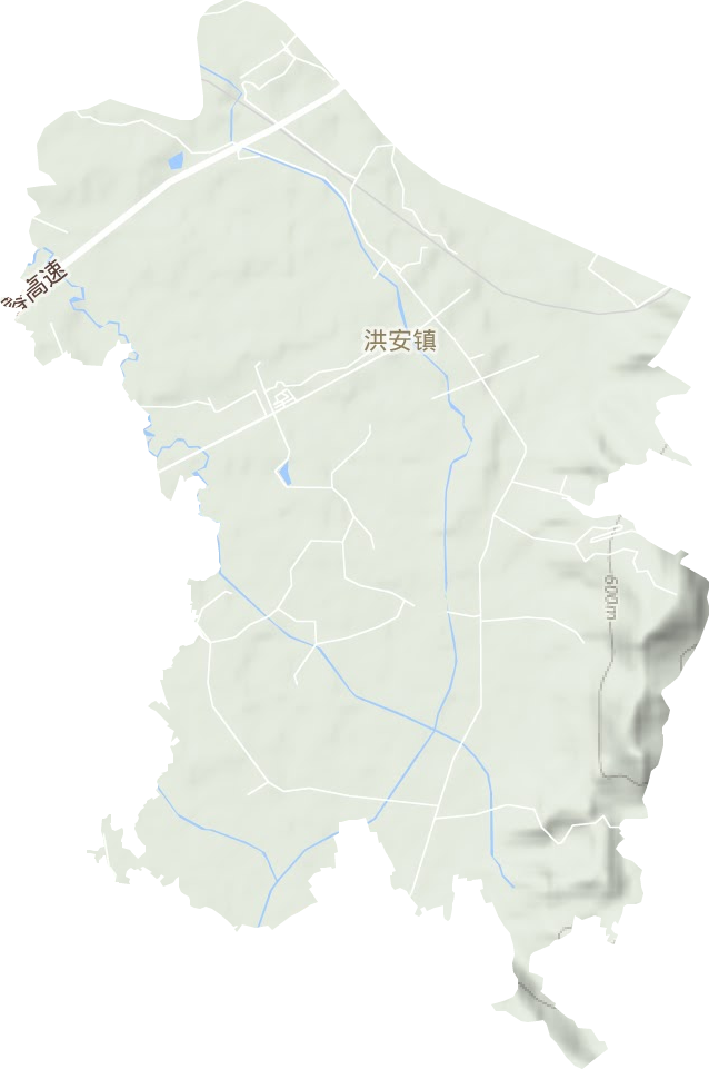 洪安镇地形地图
