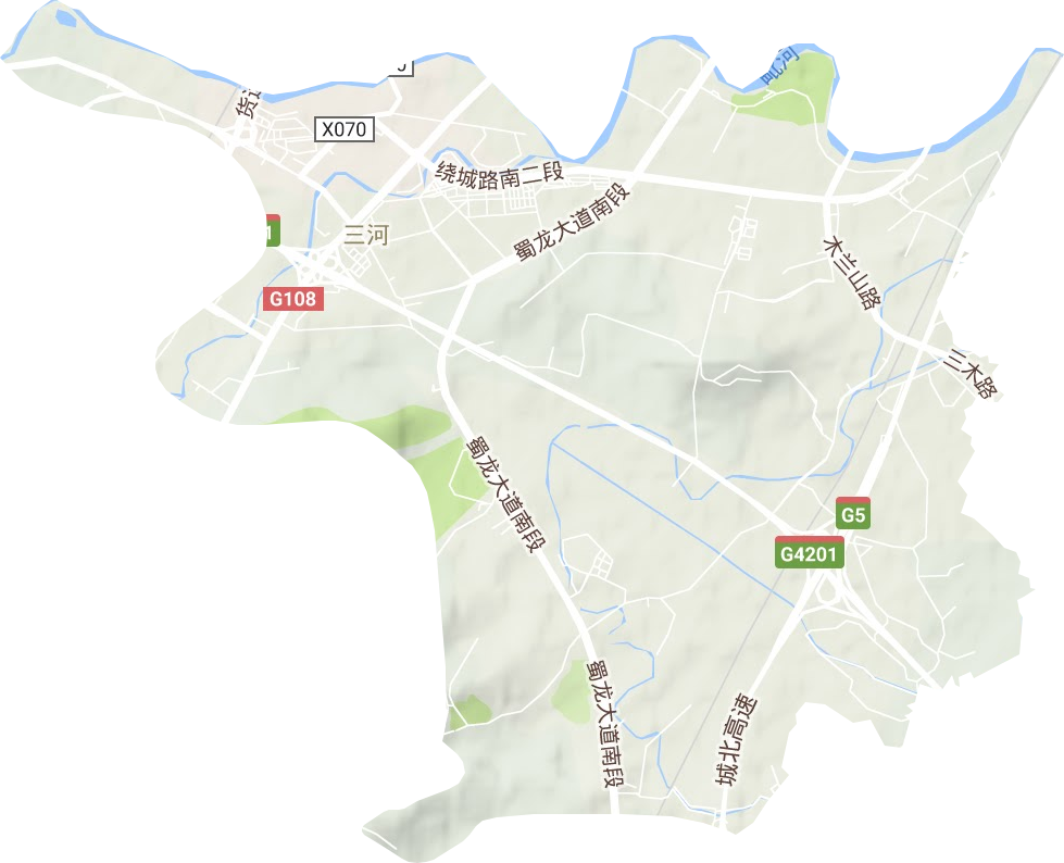 三河街道地形地图