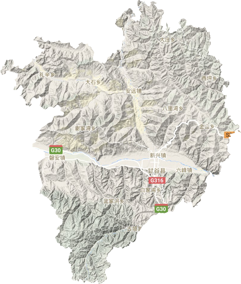 甘谷县地形地图