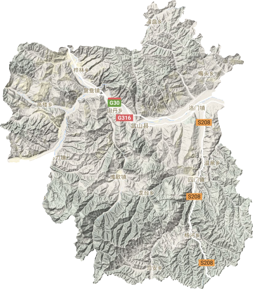 武山县地形地图