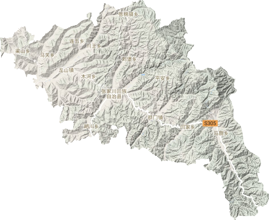 张家川回族自治县地形地图