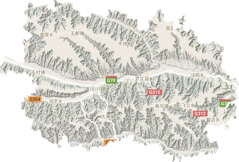 泾川县地形地图