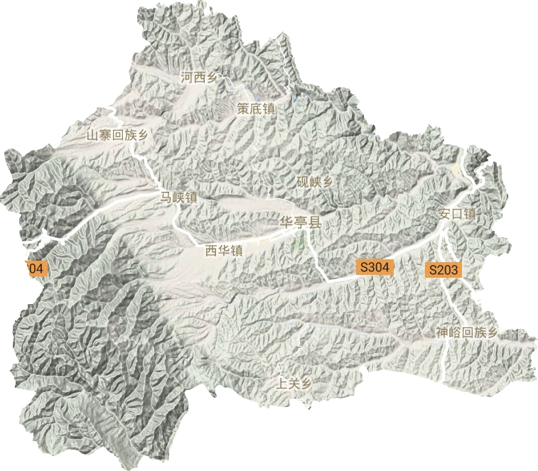 华亭市地形地图