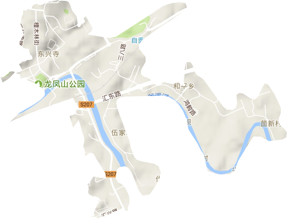 东兴寺街道地形地图