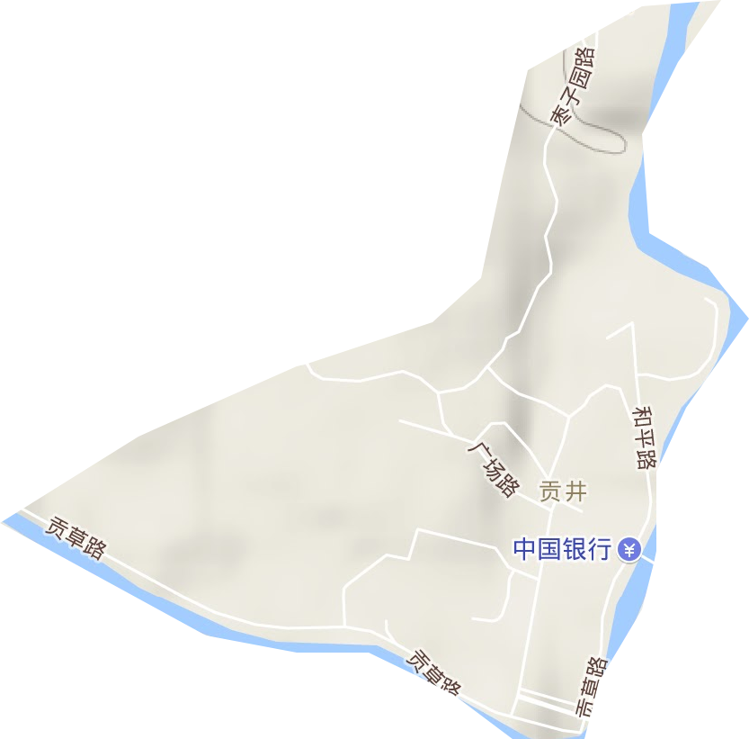 贡井街道地形地图