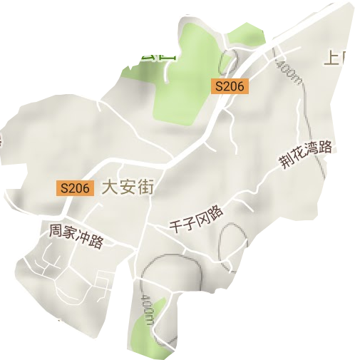 大安街道地形地图
