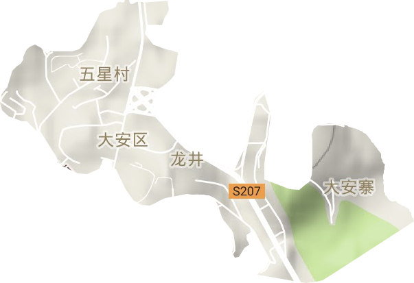 龙井街道地形地图