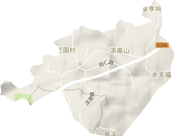 凉高山街道地形地图