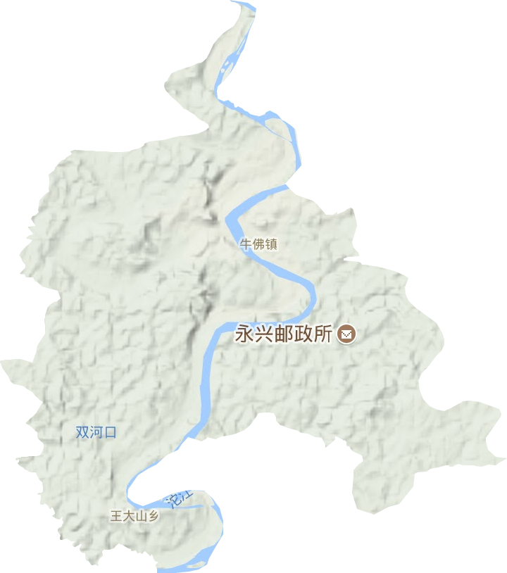 牛佛镇地形地图