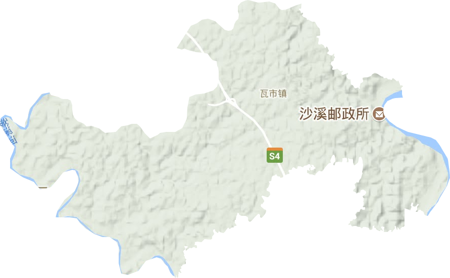 瓦市镇地形地图