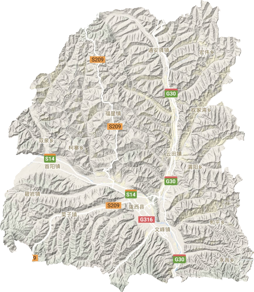 陇西县地形地图