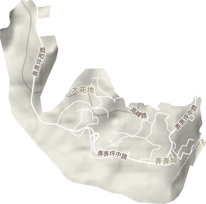 弄弄坪街道地形地图