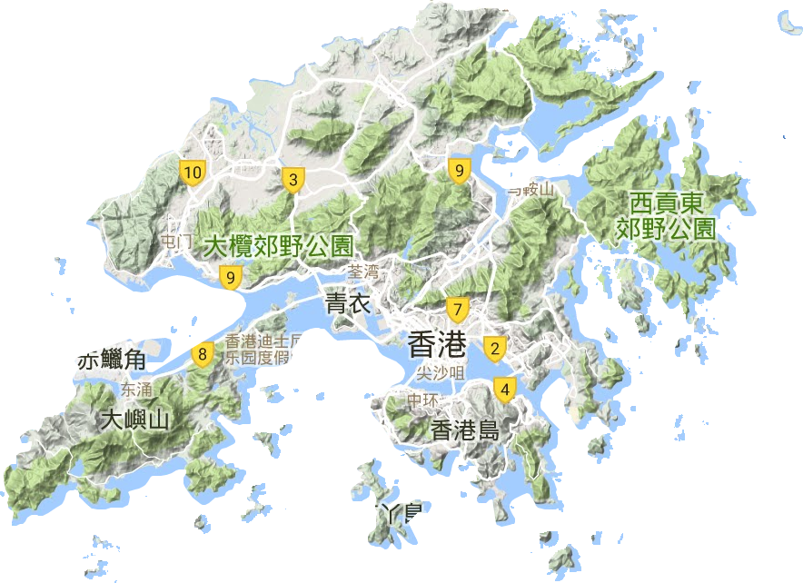 香港特别行政区地形地图