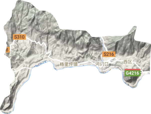 格里坪镇地形地图