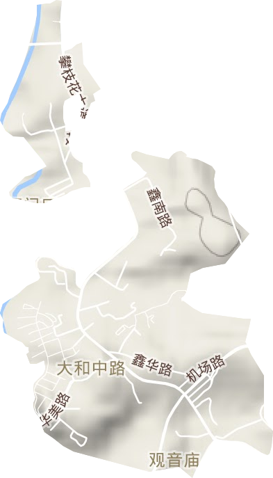 大河中路街道地形地图
