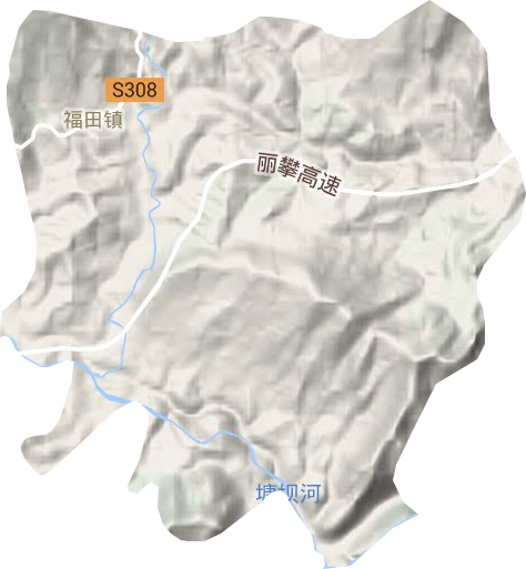 福田镇地形地图