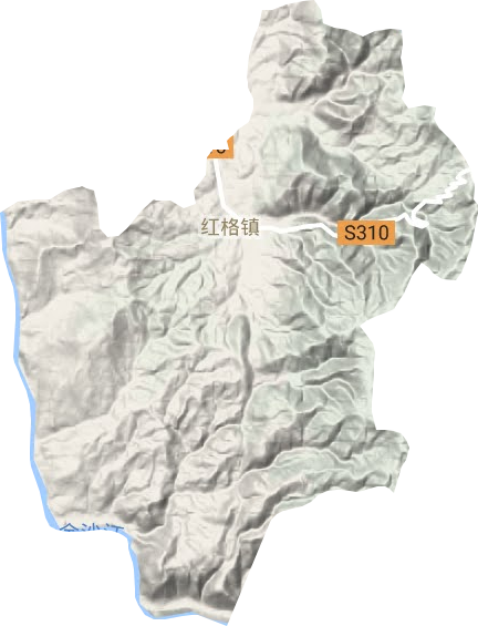 红格镇地形地图