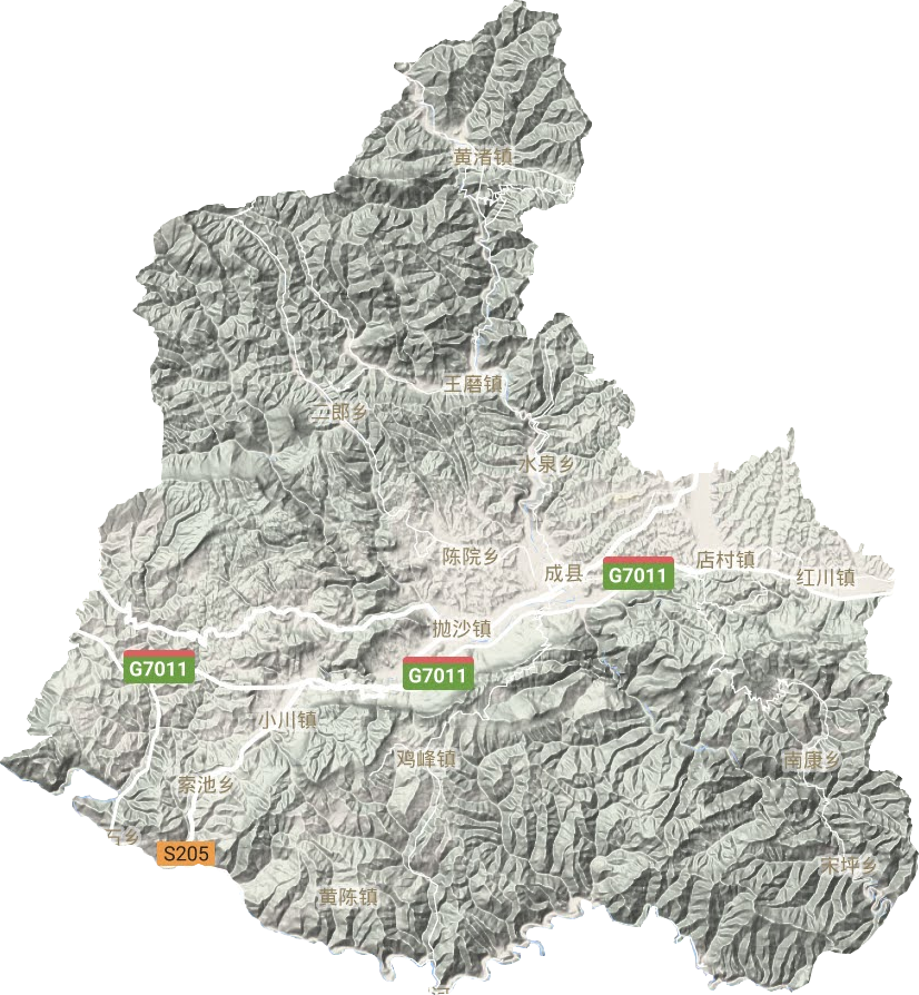 成县地形地图
