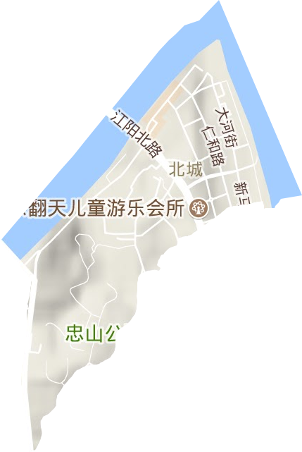 北城街道地形地图